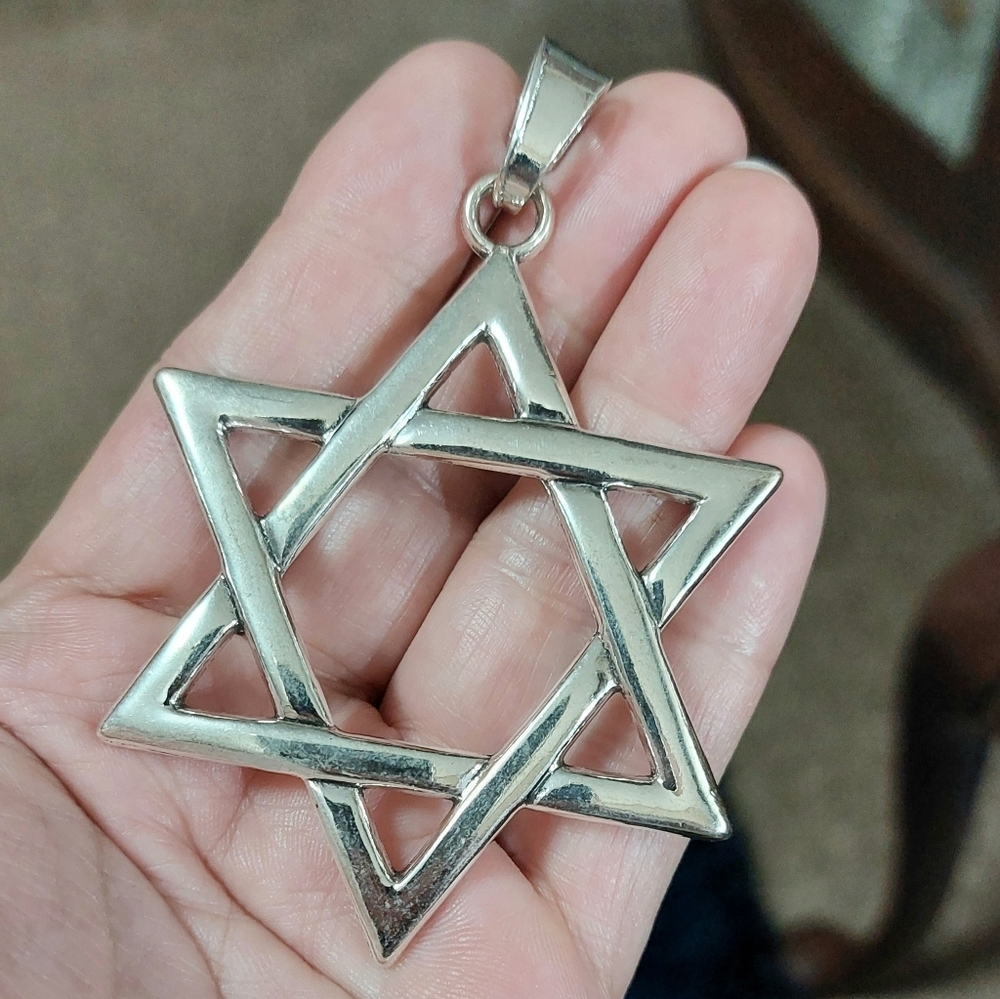 Silver Jewish Star Of David Necklace Pendant - Mens Womens Jewelry